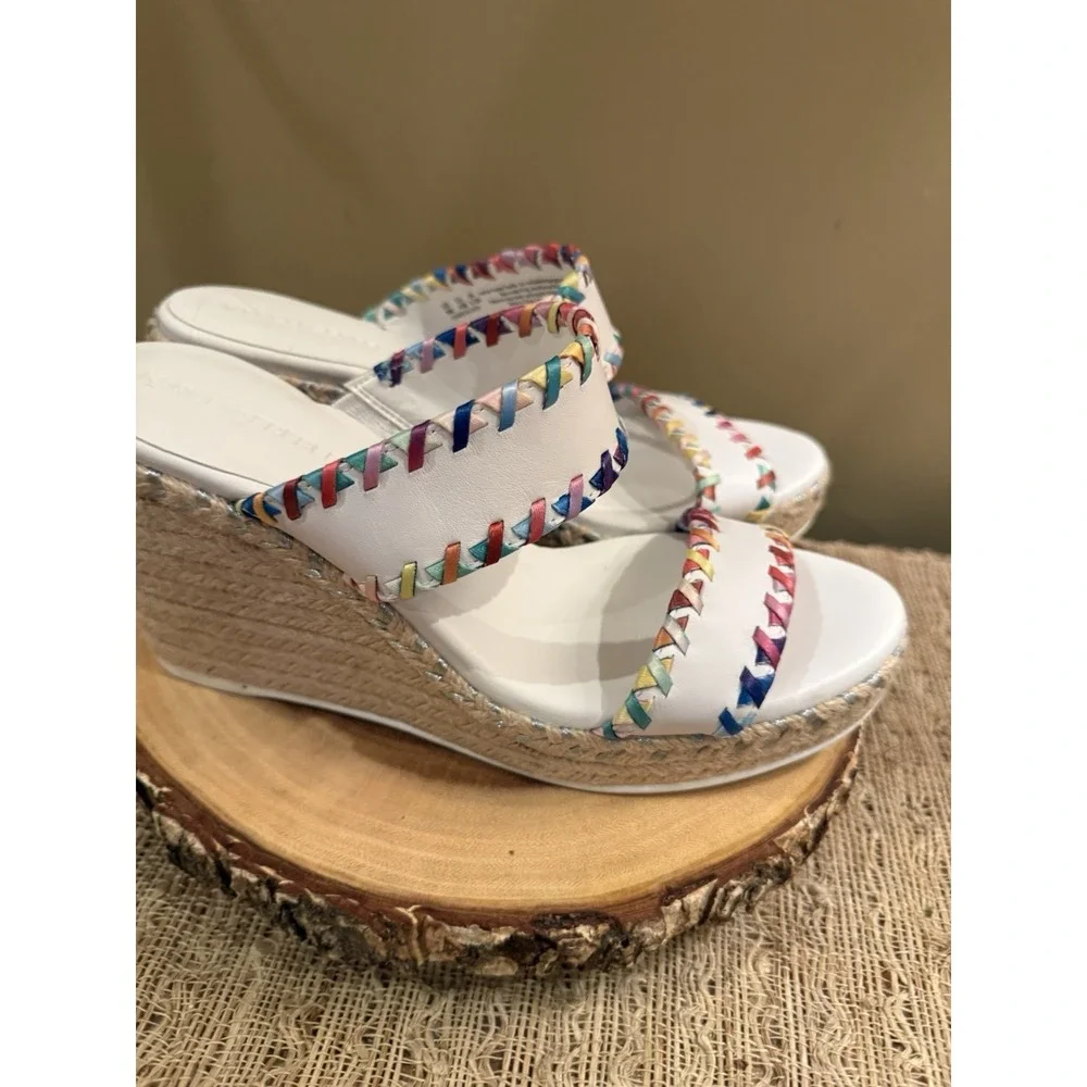 Karl Lagerfeld Paris Charcel Double Strap Colorful‎ Espadrille Wedge Sandal 9